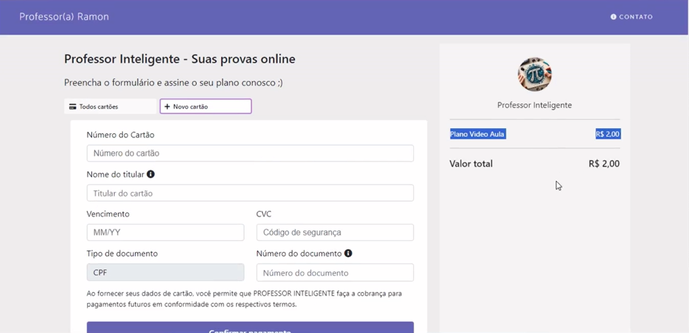 Checkout Transparente - Professor Inteligente